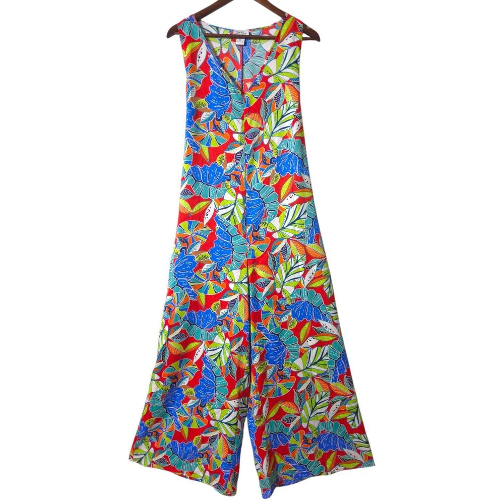 Nicole Miller Multicolor Tropical Print Jumpsuit - Red, Blue, Green